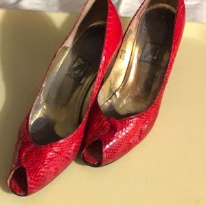 Vintage red snakeskin high heels
